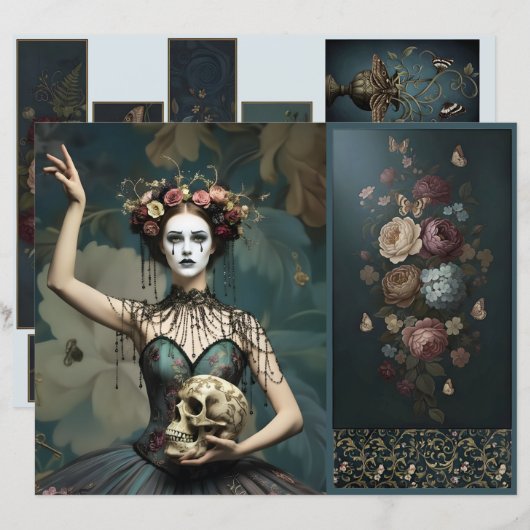 Ephemera Sheet Vitnage Gothic Style (Voorkant / Achterkant)