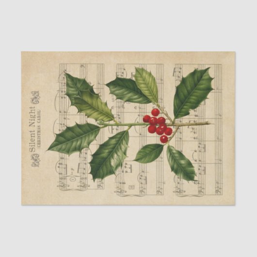 Ephemera Silent Night Kerstmis Carol Decoupage Tissuepapier (Voorkant)