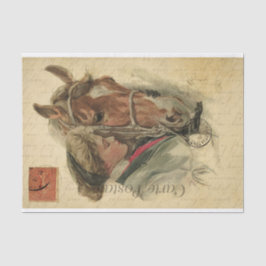 Ephemera Tekening van Lady met haar paardenontkopp Tissuepapier