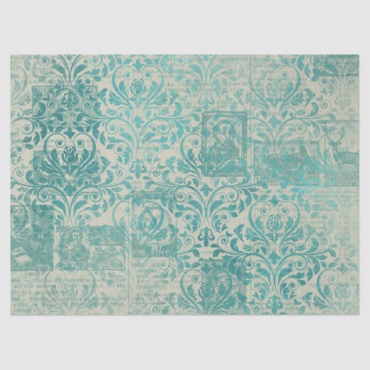 Ephemera Turquoise Paper Series Design 13 Tissuepapier (Voorkant)