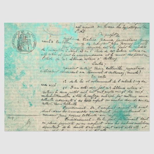 Ephemera Turquoise Paper Series Design 14 Tissuepapier (Voorkant)