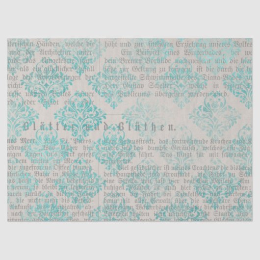Ephemera Turquoise Paper Series Design 17 Tissuepapier (Voorkant)