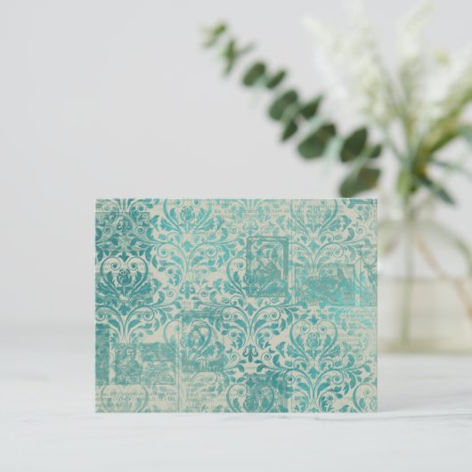 Ephemera Turquoise Paper Series Design 19 Briefkaart (Staand voorkant)