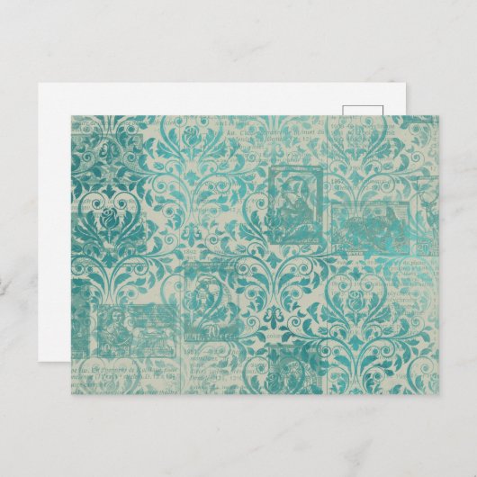 Ephemera Turquoise Paper Series Design 19 Briefkaart (Voorkant / Achterkant)