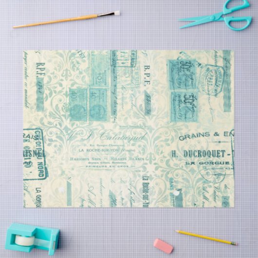 Ephemera Turquoise Paper Series Design 8 Tissuepapier (Craft)