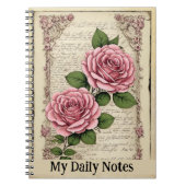 Ephemera Twee roze rozen schilferend Notitieboek (Voorkant)