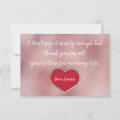 Ephemera vibrant romantic red heart art bedankkaart (Achterkant)