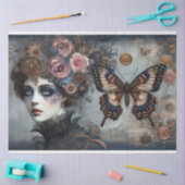 Ephemera Victoriaans Lady Gothic Butterfly Decoupa Tissuepapier (Craft)