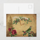 Ephemera Vintage Decoupage Kerst Vakantie Briefkaart (Voorkant / Achterkant)