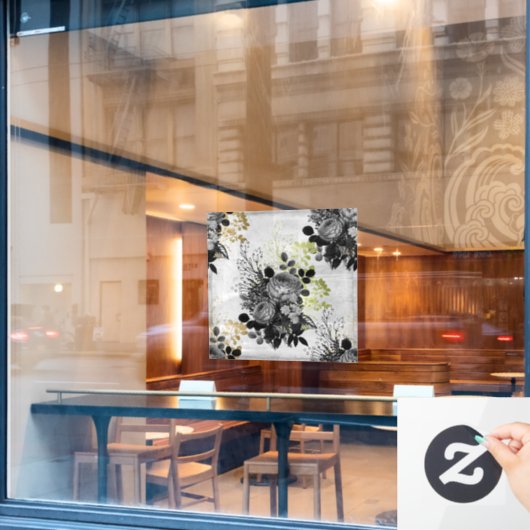 Ephemera Zwart & Goud Bloemen Raamsticker (Cafe Raam)