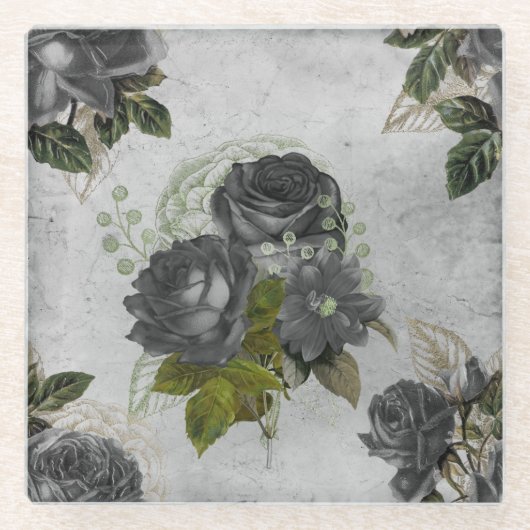 Ephemera Zwart & Groen Glazen Onderzetter (Voorkant)