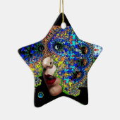 EPHEMERAAL, Rode Robijn, Blauwe Saffier Ster Keramisch Ornament (Rechts)