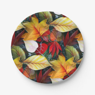 Ephemeral Autumn Foliage in Waterverf Vivid Bold Papieren Bordje