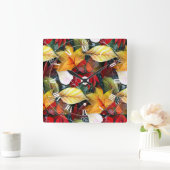 Ephemeral Autumn Foliage in Waterverf Vivid Bold Vierkante Klok (Huis)