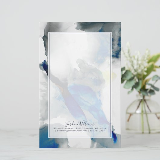 Ephemeral - Blauw & grijs Briefpapier (Staand voorkant)