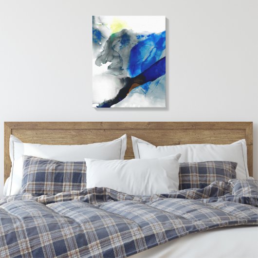 Ephemeral - Blauw & grijs Canvas Afdruk (Insitu (Slaapkamer))