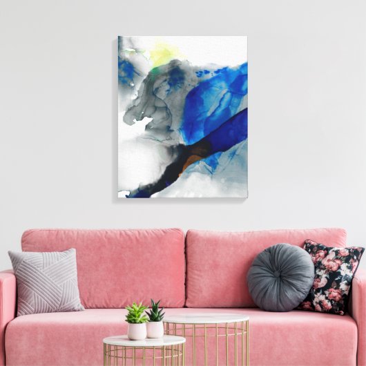 Ephemeral - Blauw & grijs Canvas Afdruk (Insitu (Woonkamer))