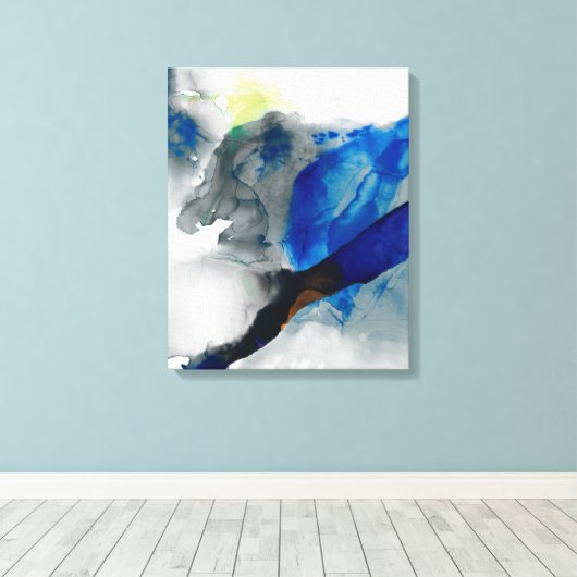 Ephemeral - Blauw & grijs Canvas Afdruk (Insitu (Houten vloer))