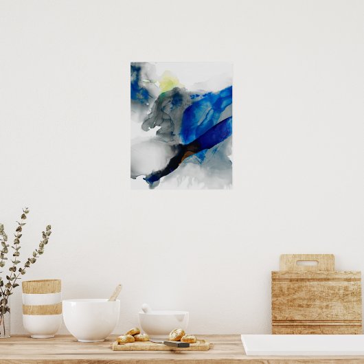 Ephemeral - Blauw & grijs Poster (Keuken)
