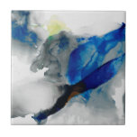 Ephemeral - Blauw & grijs Tegeltje<br><div class="desc">Ephemeral I van Sisa Jasper. Smokey-achtig abstract ontwerp, gedaan in grijswaarden en diepe blues.</div>