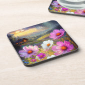 Ephemeral Bloom: een symfonie van regen en licht Bier Onderzetter (Linkerzijde)