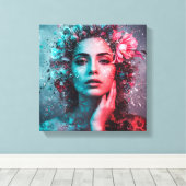 Ephemeral Bloom Stretched Canvas Print (Insitu (Houten vloer))