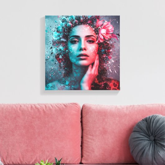Ephemeral Bloom Stretched Canvas Print (Insitu (Woonkamer))