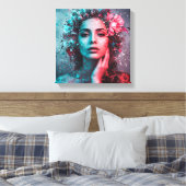 Ephemeral Bloom Stretched Canvas Print (Insitu (Slaapkamer))