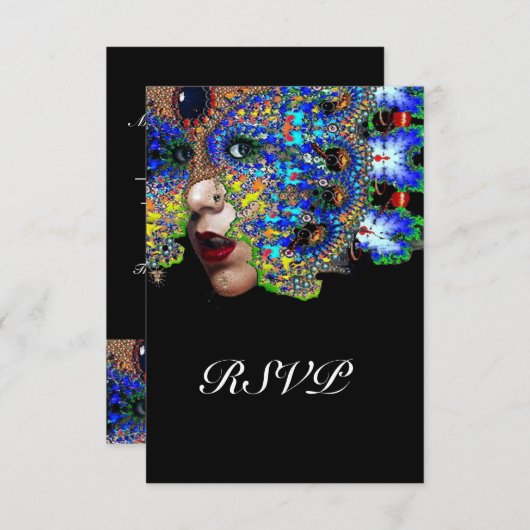 EPHEMERAL Classy Mardi Gras Masquerade Bal Rsvp (Voorkant / Achterkant)