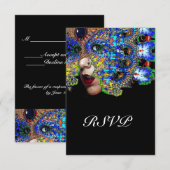 EPHEMERAL Classy Mardi Gras Masquerade Bal Rsvp Kaartje (Voorkant / Achterkant)