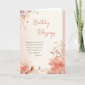 Ephemeral Dark Peach Flowers Orthodox Birthday     Kaart (Voorkant)