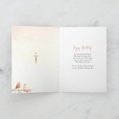 Ephemeral Dark Peach Flowers Orthodox Birthday     Kaart (Binnen)