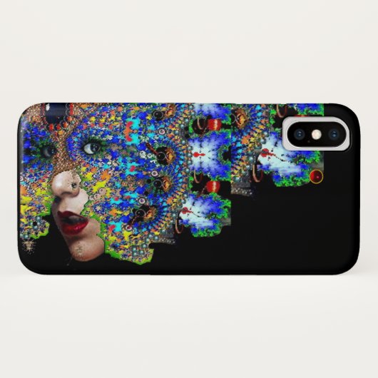EPHEMERAL Lady met zwart fractaal masker blauw Case-Mate iPhone Case (Achterkant (horizontaal))
