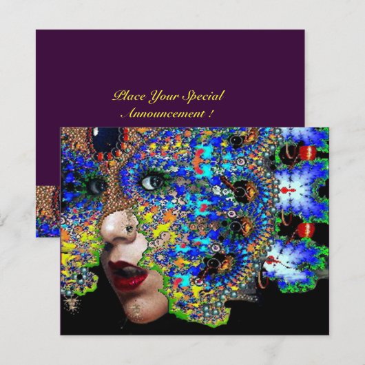 EPHEMERAL Mardi Gras Masquerade Ball, blauw masker Aankondiging (Voorkant / Achterkant)