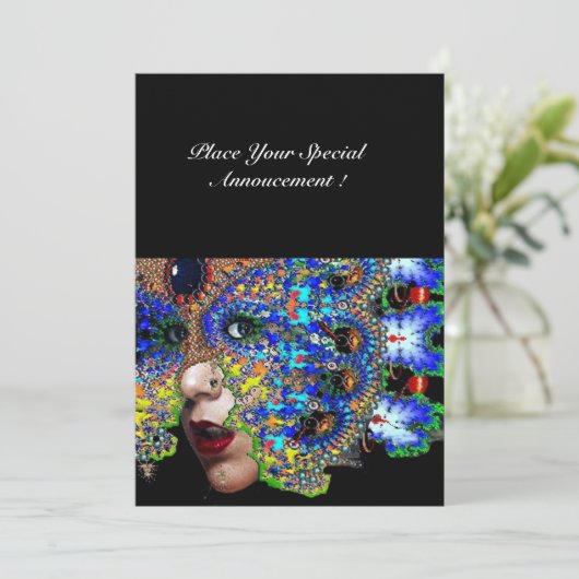 EPHEMERAL Mardi Gras Masquerade Ball, blauw masker Aankondiging (Staand voorkant)