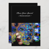 EPHEMERAL Mardi Gras Masquerade Ball, blauw masker Aankondiging (Voorkant / Achterkant)