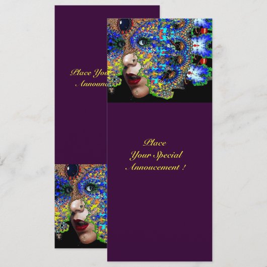EPHEMERAL Mardi Gras Masquerade Ball, blauw masker Aankondiging (Voorkant / Achterkant)