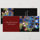 EPHEMERAL Mardi Gras Masquerade Ball, blauw masker Aankondiging (Voorkant / Achterkant)