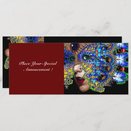 EPHEMERAL Mardi Gras Masquerade Ball, blauw masker Aankondiging (Voorkant / Achterkant)