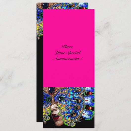 EPHEMERAL Mardi Gras Masquerade ball fuchsia blauw Aankondiging (Voorkant / Achterkant)