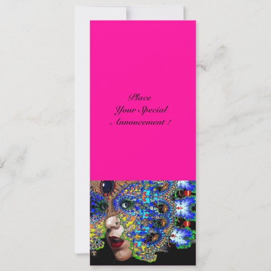 EPHEMERAL Mardi Gras Masquerade ball fuchsia blauw Aankondiging (Voorkant)