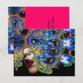 EPHEMERAL Mardi Gras Masquerade Ball fuchsia blue Aankondiging (Voorkant / Achterkant)