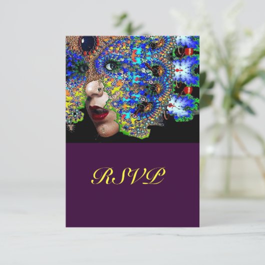 EPHEMERAL Mardi Gras Masquerade Ball RSVP Kaartje (Staand voorkant)