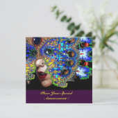 EPHEMERAL MASK Halloween Masquerade Ball Invite Kaart (Staand voorkant)