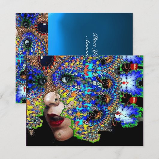 EPHEMERAL masquerade costume ball, blauwe saffier Aankondiging (Voorkant / Achterkant)