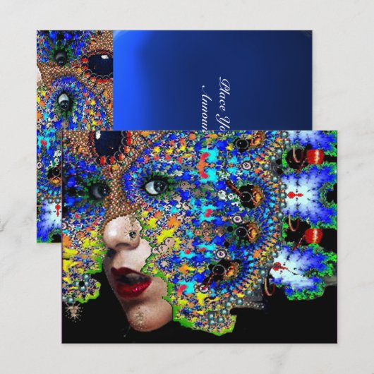 EPHEMERAL masquerade costume ball, blauwe saffier Aankondiging (Voorkant / Achterkant)