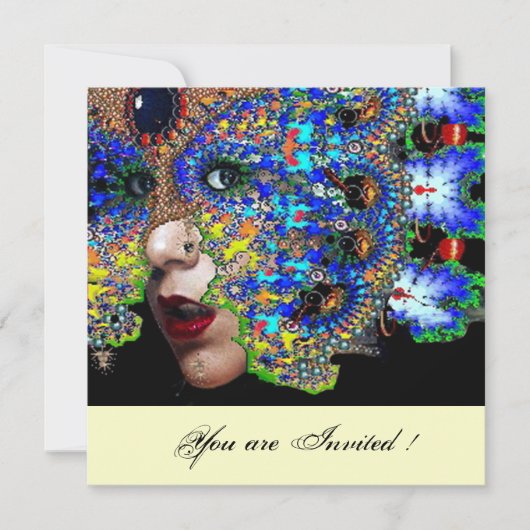 EPHEMERAL masquerade costume ball, witte champagne Kaart (Voorkant)