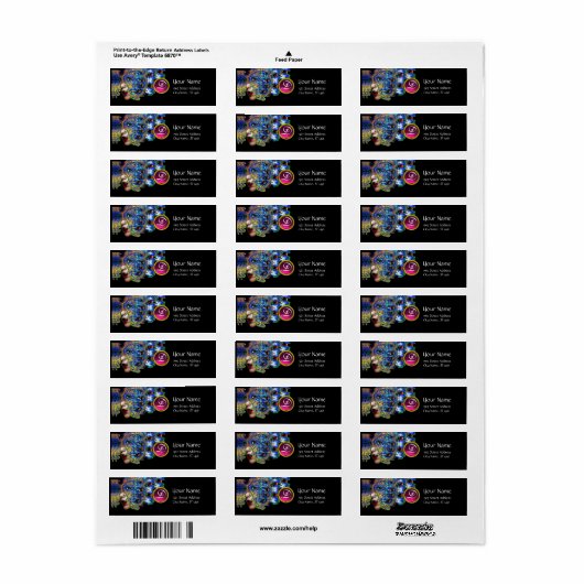 EPHEMERAL RED PINK RUBY MONOGRAM Black Etiket (Full Sheet)