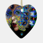 EPHEMERAL , Red Ruby , Blue Sapphire Heart Keramisch Ornament (Rechts)