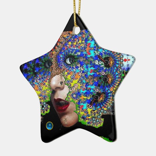 EPHEMERAL , Red Ruby , Blue Sapphire Star Keramisch Ornament (Links)